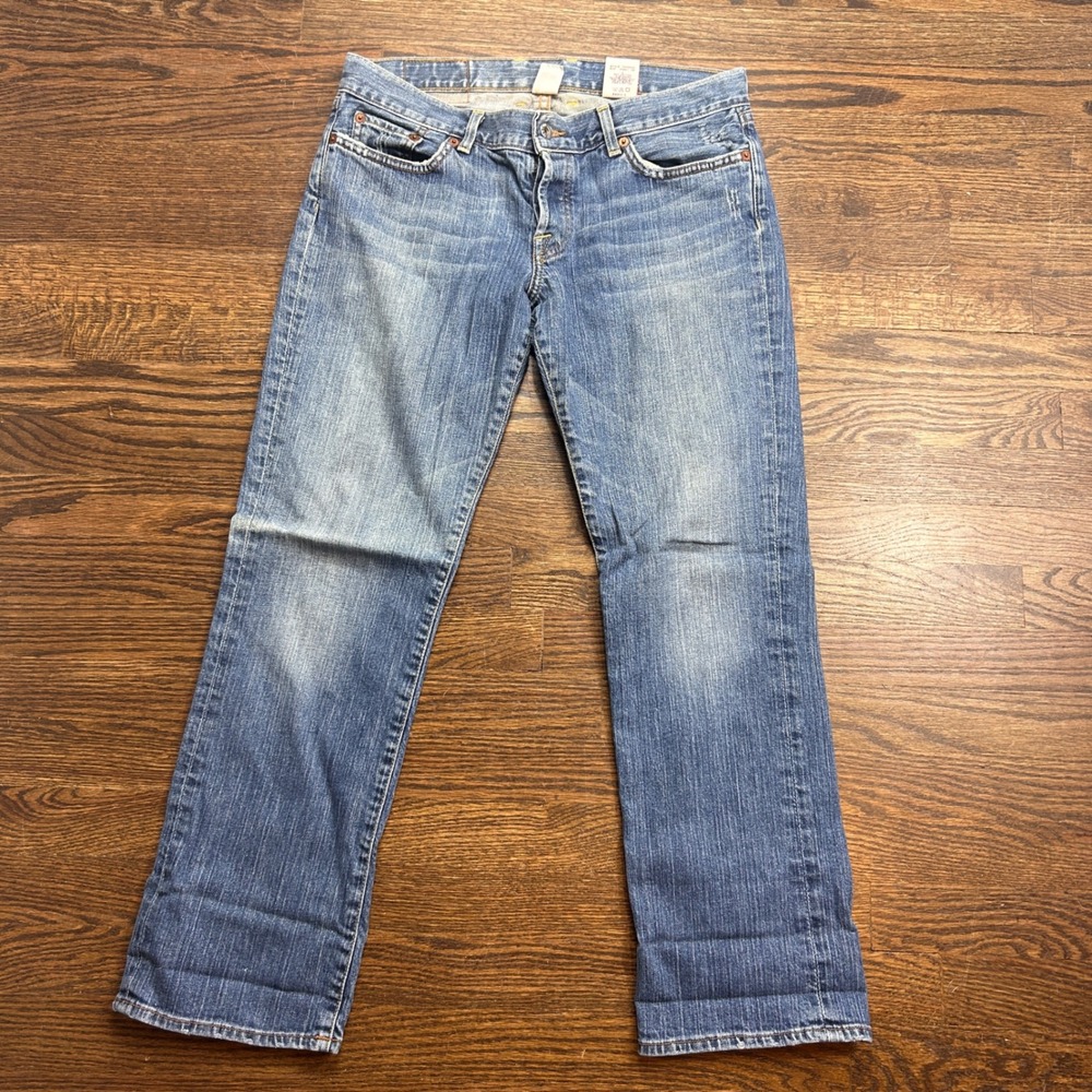 Lucky Brand Dungarees Cuffed Dream Crop Jeans Size 10 30 Blue Button Fly USA